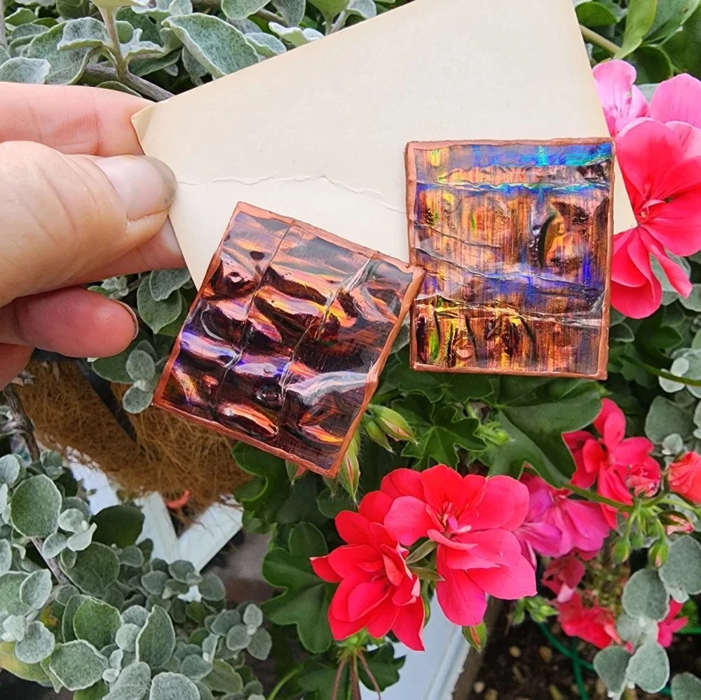 Hand Crafted‎ Copper Hologram earrings